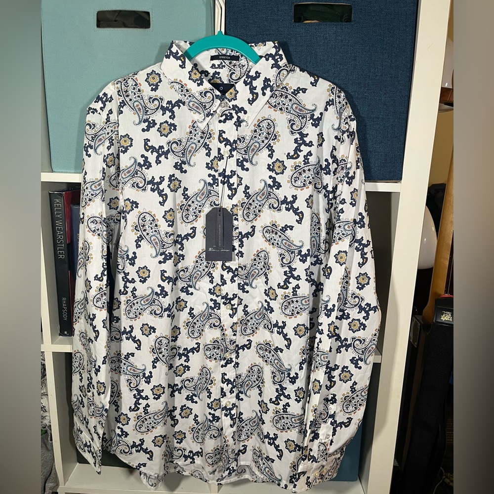 Ben Sherman White and Blue Paisley Shirt